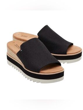 **SOLD**Toms Black Platform Slide Sandals - Women